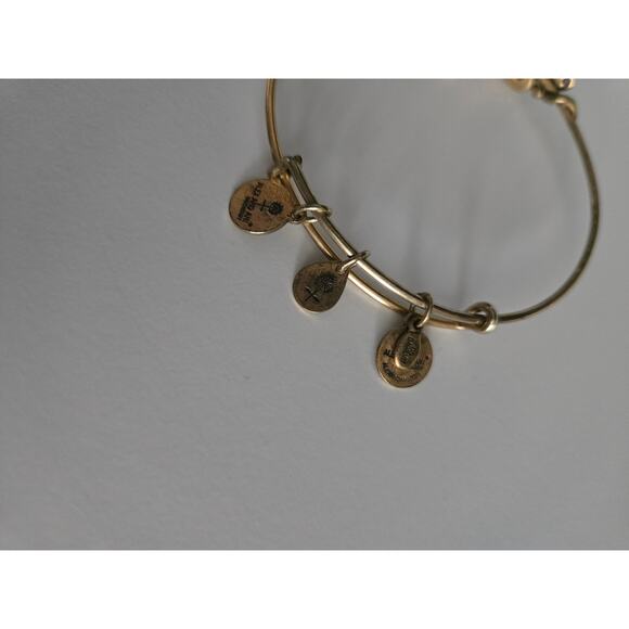 Alex and Ani Rafaelian Gold Horizontal Om Wrap Bangle Bracelet - Picture 4 of 4